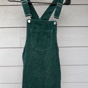 Dark Green Corduroy Skirt Overalls